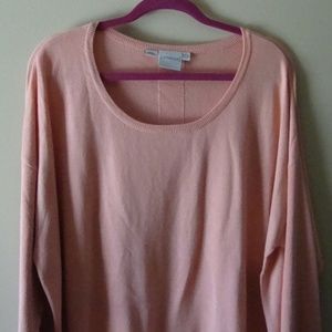 Junarose Peachy/Salmon Hi/Low Tunic Sweater 1X